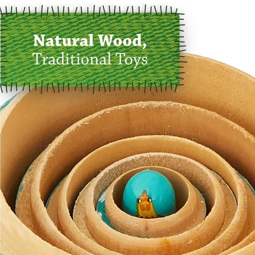 Imagination 11 pieces natural wood barnyard nesting dolls